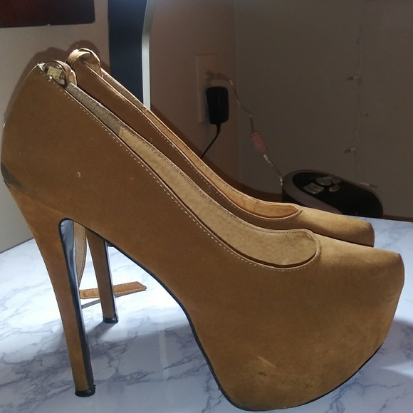 Tan Faux Suede Stilleto High Heel Platform - Picture 3 of 6